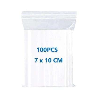 Image of 100 Grip Seal Bags Resealable Zip Poly 7 X 10cm Small Plastic Bags, Clear Reusable Lock Zipper for Beads Jewelry Snacks Seeds Coins