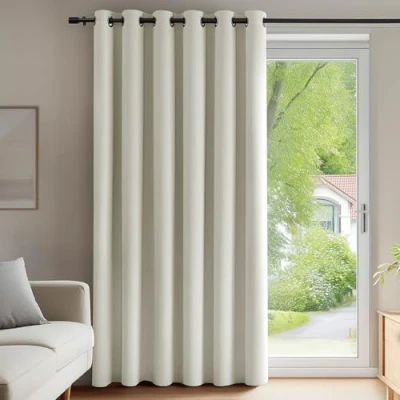 Image of Deconovo Room Divider Curtain Super Soft Window Treartment Thermal Insulated Eyelet Decorative Blackout for Door 79 x 110 Inch Light Beige 1 Panel