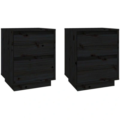 Image of vidaXL Bedside Cabinets 2 pcs Black 40x35x50 cm Solid Wood Pine