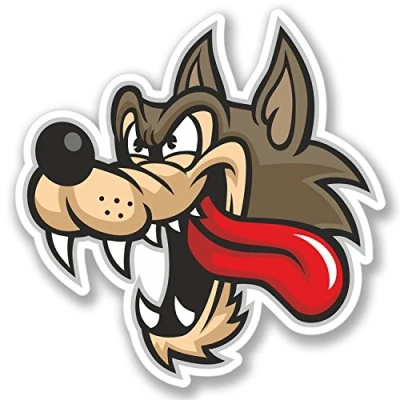 Image of 2 x Angry Wolf Cartoon Sticker Quad ATV Helmet Car Bike Laptop Decal #4109 (10cm Tall 9.7cm Wide) Multi