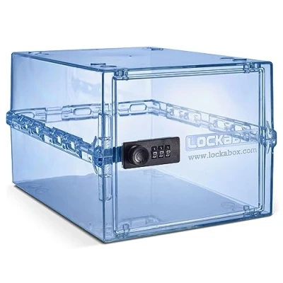 Image of Lockabox One™ Light Medi Blue Premium Lockable Storage Box 10 Litre Combination Lock For Food, Medicine &amp; Home Safety BPA Safe