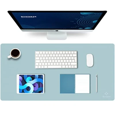 Image of K KNODEL Large Desk Pad, Office Mat, Protector Computer Mat for Desk, Sewing Blotter, Desktop Writing Pad and Home, Laptop (40x80cm, Light Blue)