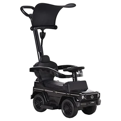 Image of HOMCOM 3 in 1 Kids Children Ride on Push Car Toddler Sliding G350 Licensed Walker Foot to Floor Slider Along with Horn Steering Wheel NO POWER Manual, Black