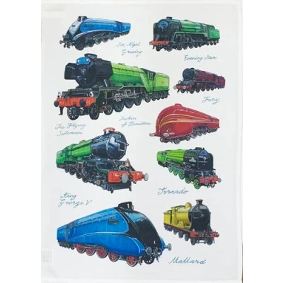Image of Half a Donkey Classic Trains Large Cotton Tea Towel