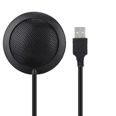 Image of ASHATA Desktop Microphone, USB Conference Microphone M2 Wired 360 Pickup Audio Video Omnidirectional Computer Microphone,Black