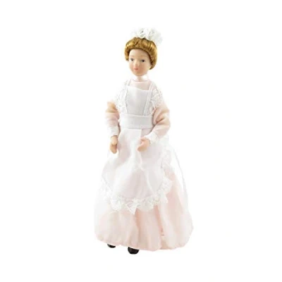 Image of Melody Jane Dolls House Victorian Parlour Maid Woman Lady Servant in Pink Porcelain People