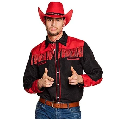 Image of Boland 10131911 BOL54330 54330 Western Shirt Black/Red L, Solid