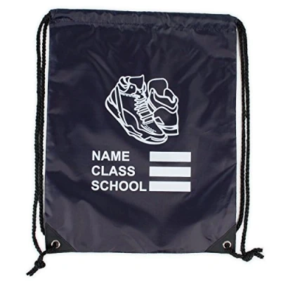 Image of ND Sports Kids Drawstring Pe Gym Kit School Carry Sack, Black, One Size