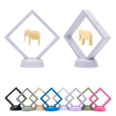 Image of CKB LTD Pack of 5 3D Floating Frames Display Case Holder Storage Box Suspension Stand Holds Jewellery, Gemstones, Collectable Coins and Hobby Craft Items (White) 9cm x 2cm (Medium)