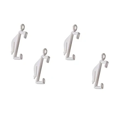 Image of Merriway BH03996 (30 Pcs) White Plastic Curtain Track Rail Gliders Hooks to Fit Harrison Drape Extra Valance Lux Pack of 30 Pieces