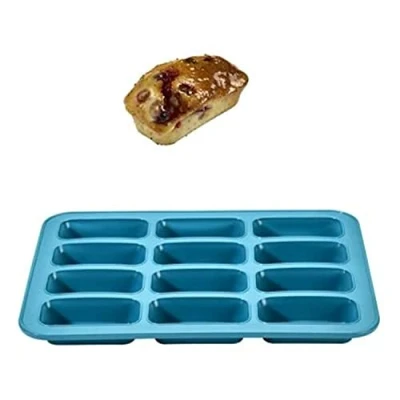 Image of Mini Loaf Reinforced Silicone 12 Cup Cake Tin