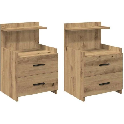Image of vidaXL Bedside Cabinets 2 pcs with Drawers Artisan Oak 40x36.5x62 cm