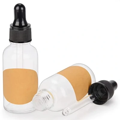 Image of stonylab 2 Pack Glass Dropper Bottle, Empty Bottle with Dropper, Inner Plug and Label for Essential Oils Aromatherapy Fragrances (30 ml, Transparent)
