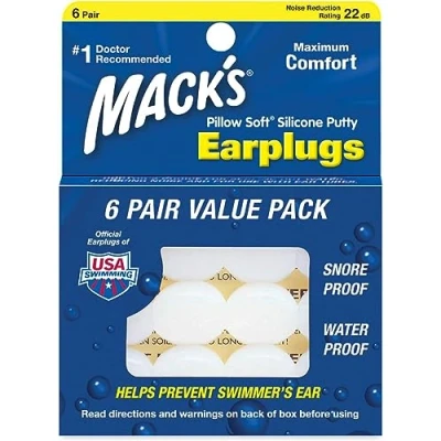Image of Macks Pillow Soft Moldable Silicone Putty Earplugs 6 Pairs x 3 (18 Pairs) White