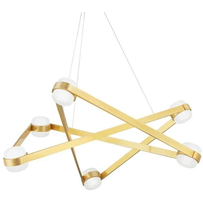Image of Orbit 6 Light Chandelier Brass, Glass, 2700K