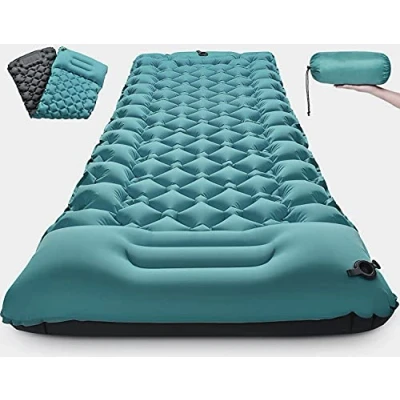 Image of Self Inflating Camping Mat with Foot Pump Widen, Thicken Sleeping Mat, Pillow, Ultralight Waterproof Inflatable Mattress Pad for Backpacking Hiking
