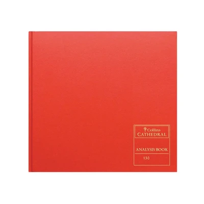 Image of Collins Debden Ltd 061322 150 Series Cathedral Analysis Book, 12 Cash Columns, 297 x 315 mm, 96 Pages, Red