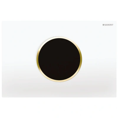 Image of Geberit Sigma10 Automatic/Touchless Dual Flush Plate Mains Operation White / Gold (115.907.KK.6)