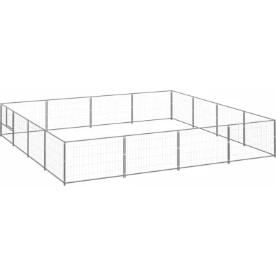 Image of vidaXL Dog Kennel Silver 16 m² Steel
