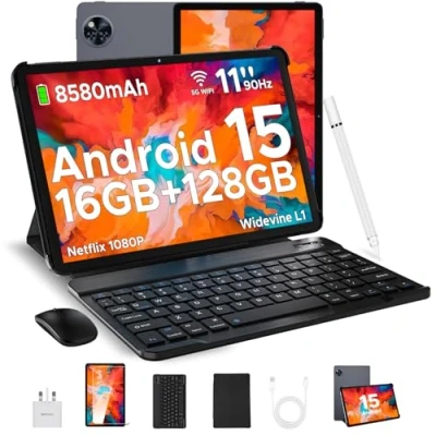 Image of DOOGEE U11 2025 Newest Tablet 11&#039;&#039; Android 15 16GB+128GB/2TB TF Octa Core, 90Hz Display, 8580mAh, Netflix 1080P Tablet, Bluetooth 5.0+5G WiFi with Pen, Keyboard, Mouse&amp;Case Gray