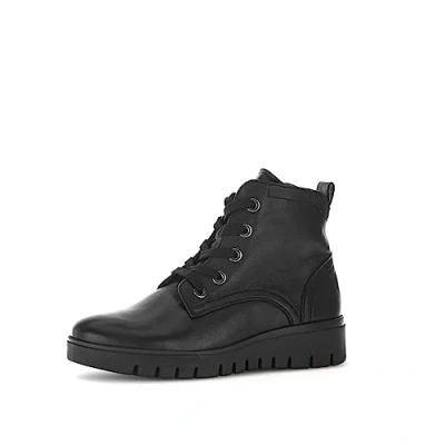 Image of Gabor Women&#039;s Lace Up Ankle Boots, Comfortable Extra Width (H), Black 57, 4.5 UK