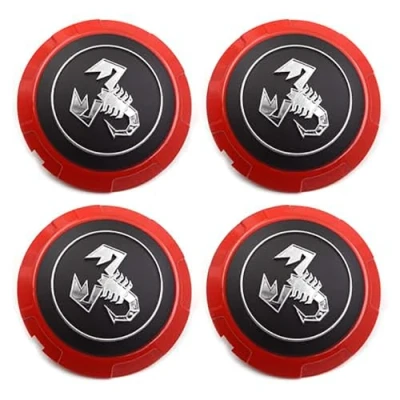 Image of WQIUTT 4 Pcs Car Hub Centre Caps for Fiat 500 Abarth 133mm, Wheel Center Cover Rims Hubcaps Dust Proof Waterproof Rim Decoration Accessories