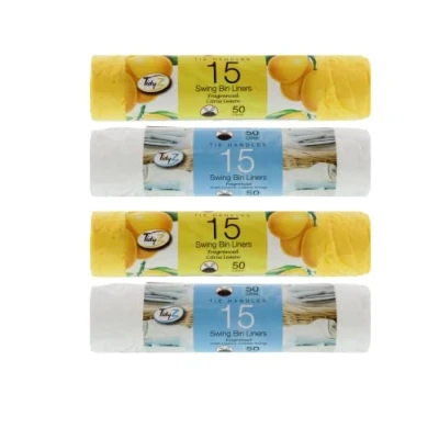 Image of Tidyz Strong Tie Handles 50 Litres 2 Rolls x 15unit Citrus Lemon &amp; X15 units Fresh Linen Sumer Total Pack 60 (B0171)