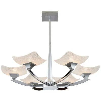 Image of Ayres 6 Light Semi Flush Multi Arm Ceiling Chrome, Savon Effect Glass, G9