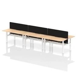 Image of Air B2B 1600x800 Adjustable 6P Bench Desk Scalloped Maple/White/Screen