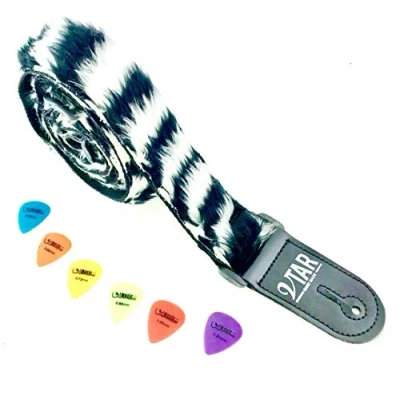 Image of Vtar Vegan Soft Fur Design Adjustable Acoustic Electric Guitar Strap (Zebra Fur)
