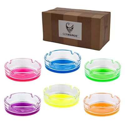 Image of GERMANUS 6 x Ashtrays from Glass for Cigarettes, Assorted Colors