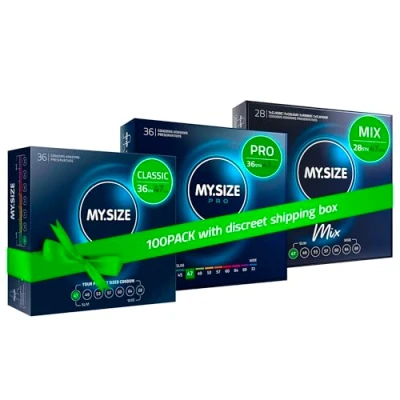 Image of MY.SIZE 100 Condoms 47 mm Megaset Classic+Mix+Pro I Size 1 Economical piece Packet Extra Thin Premium Very Sensitive Wall