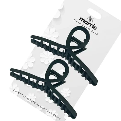 Image of Hair Clips Large Metal Claw Strong Hold Vintage Shark Clamp Accessories for Women Girls Thin Thick Hairs (Black x 2)