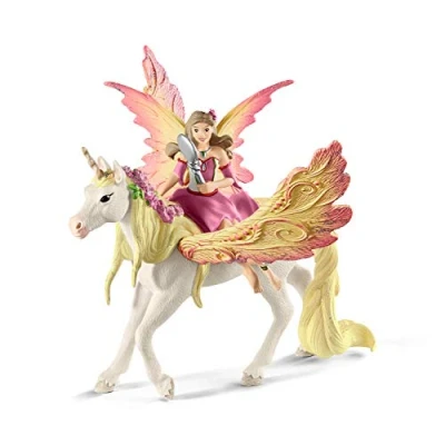 Image of schleich Bayala 70568 Fairy Feya and Pegasus Unicorn Figurine Playset Realistic Enchanting Fantasy Magical Imagination Playtime Gifts for Girls Boys, Kids Ages 5+