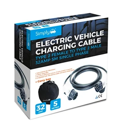 Image of Simply Auto EV004 Electric Vehicle Fast Charging, Lightweight, Durable and Flexible Cable Type 2 to 32AMP 5m Single phase compatible with Audi, BMW, Hyundai, Jaguar