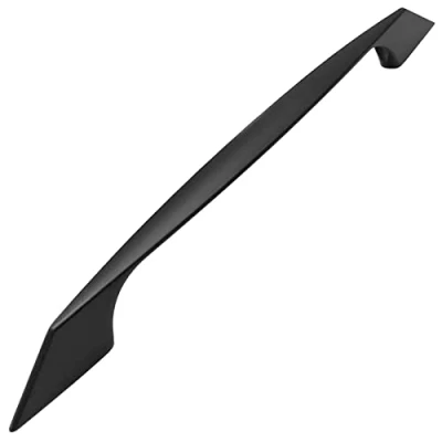 Image of Decoranddecor Polished Chrome Kitchen Bathroom Cabinet Door Drawer Furniture Handles (160mm Hole Center, Matt Black)