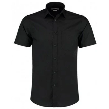 Image of Kustom Kit Mens Short Sleeve Tailored Poplin Shirt (16) (Black)