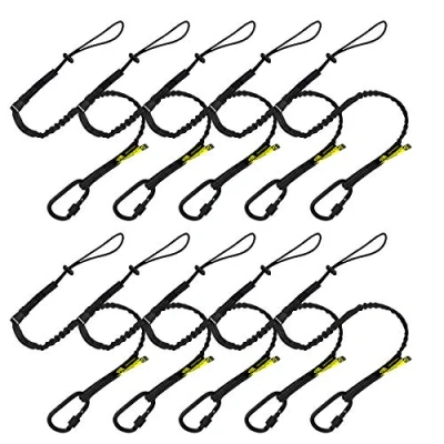 Image of BearTOOLS Interchangeable Quick Switch Tool Safety Lanyard 3 in 1 Fall Protection Aluminium Screw Lock Twin Locking Attachments Ultra Sturdy (Black 10PK)