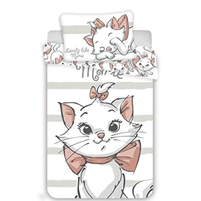 Image of White Bedding Set Marie The Aristocats Duvet Cover 100 x 135 cm + Pillowcase 40 60