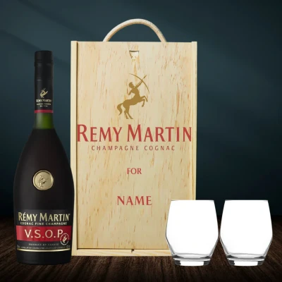 Image of Personalised Remy Martin VSOP Cognac Champagne Gift Set with Glasses Alcohol Set, XO, Spirits Gifts For Him, Her, Christmas, Birthday&#039;s, Father&#039;s Day, Mother&#039;s Day
