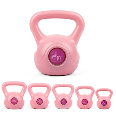 Image of Phoenix Fitness RY1420 Vinyl Kettlebell Heavy Weight Kettle Bell for Home Gym Workout Equipment Strength Pilates Training Pink, 2kg