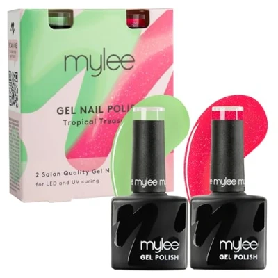 Image of Mylee Gel Nail Polish Duo 2x8ml [Tropical Treasures] Beach Bash Collection UV/LED Art Manicure Pedicure for Professional, Salon &amp; Home Use [Spring/Summer 2025] Long Lasting Easy to Apply