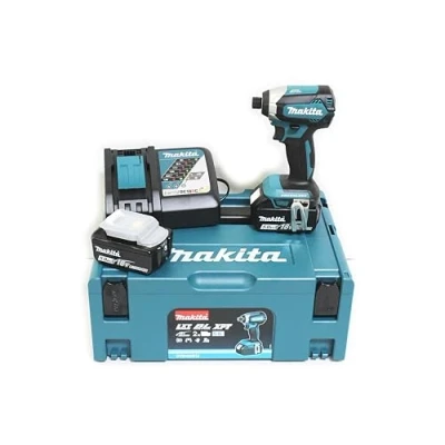 Image of Makita DTD153RTJ 18 V Li ion LXT Brushless Impact Driver Complete with 2 x 5.0 Ah Batteries and Charger in a Makpac Case