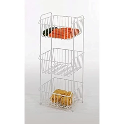Image of Delfinware Wireware White 3 Tier Vegetable Rack