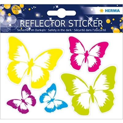 Image of Herma Reflective Stickers, Permanent Hold, 5 Fluorescent Stickers per Pack Butterfly Motif