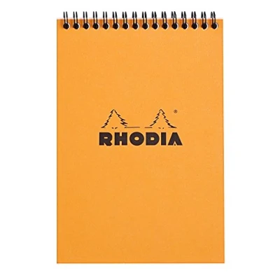 Image of RHODIA 16500C Spiral Notebook (Full Bound) Orange A5 Small Squares80 Detachable Sheets, Clairefontaine Paper 80g Soft and Resistant Coated Card Cover Classic