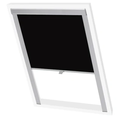 Image of vidaXL Blackout Roller Blind Black SK06 Versatile Use for Home &amp; Office, Adjustable Light Control, Temperature Regulating, Easy Installation, Fit Velux Windows