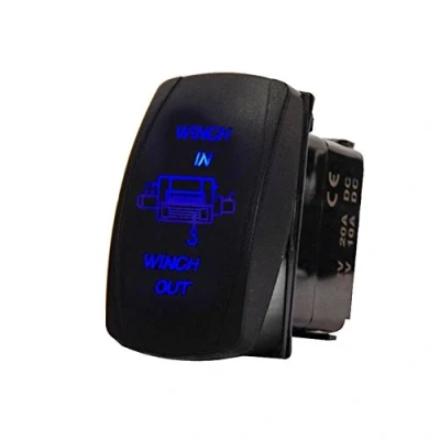 Image of Mintice Car Auto 12V 20A 24V 10A Blue LED Light Lamp Rocker Toggle Switch 7Pin Momentary Winch in out