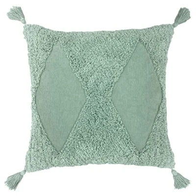 Image of furn. Kantha Tufted Diamond Filled Cushion Green Cotton One Size