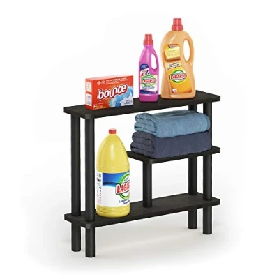 Image of Furinno Turn N Tube Slim Space Saving Storage Rack, Espresso/Black, 53 (W) x 46.6 (H) 14.5 (D) cm
